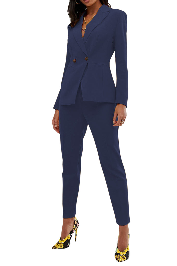 Frauen Anzug 2 Stück Business Casual Peak Revers Blazer