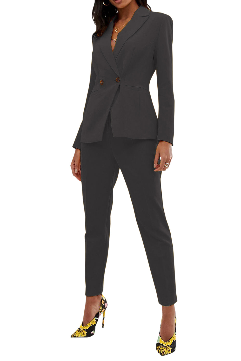 Frauen Anzug 2 Stück Business Casual Peak Revers Blazer