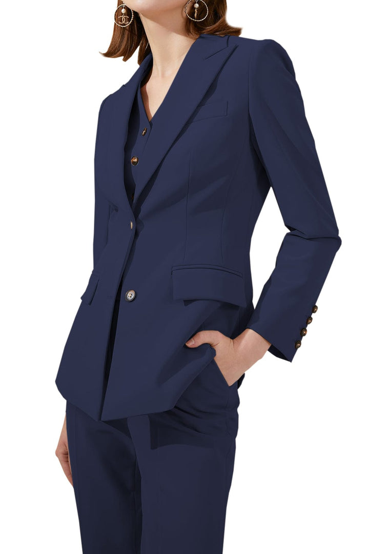 solovedress 3 Piece Business Peak Lapel Slim Fit Women Suit