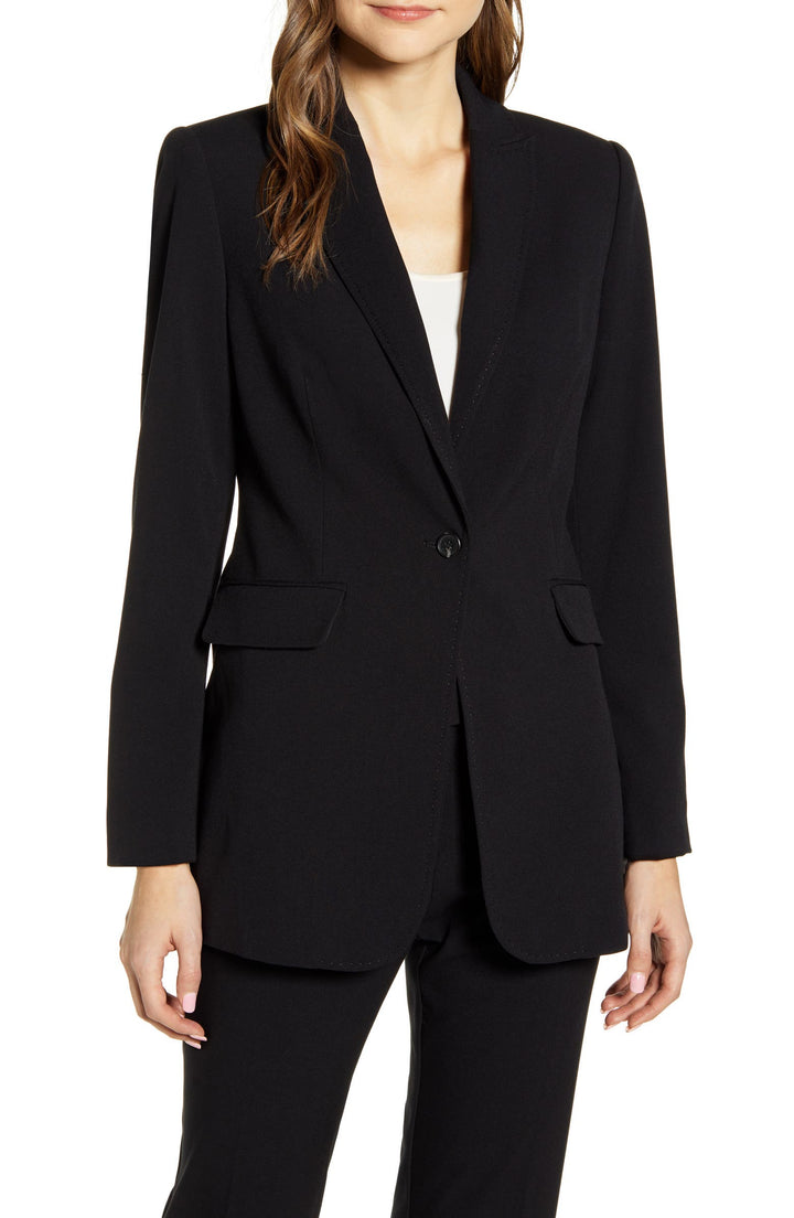 solovedress Black 2 Piece Notch Lapel Slim Fit Women's Suit (Blazer+Pants)