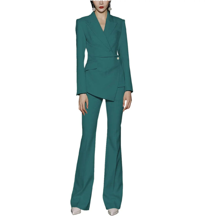 solovedress Fashion Leisure Women Suit Single Buttons Peak Lapel Blazer