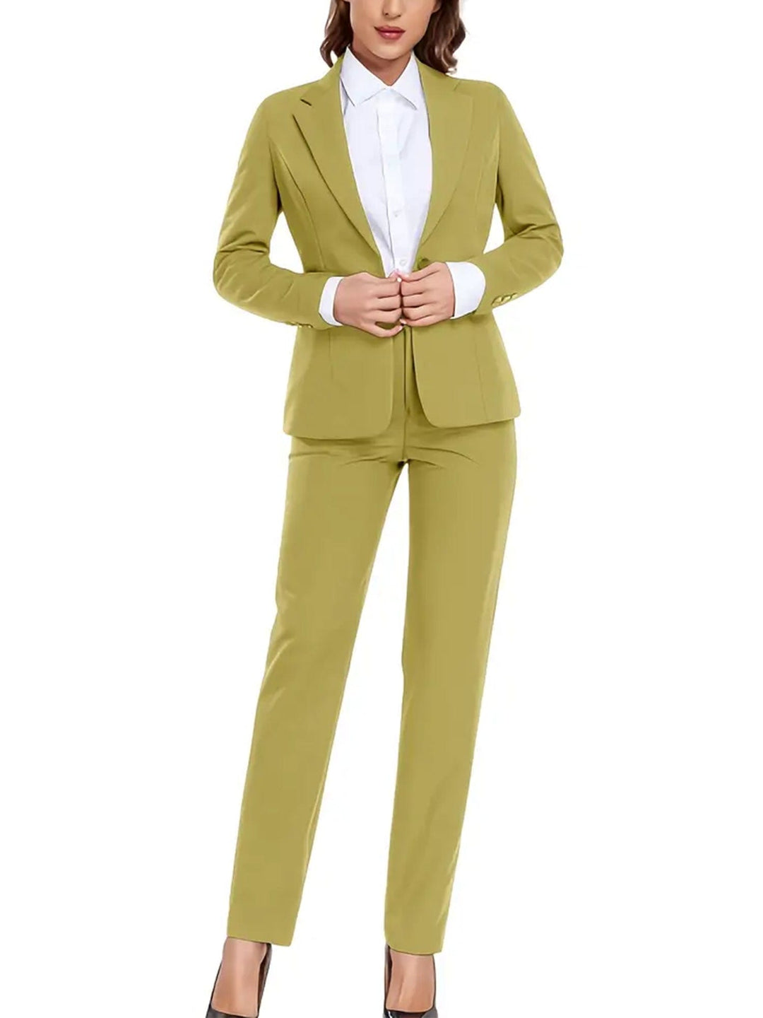 solovedress Gold Women Suit 2 Piece Single Buttons Notch Lapel Jacket (Blazer+Pants)