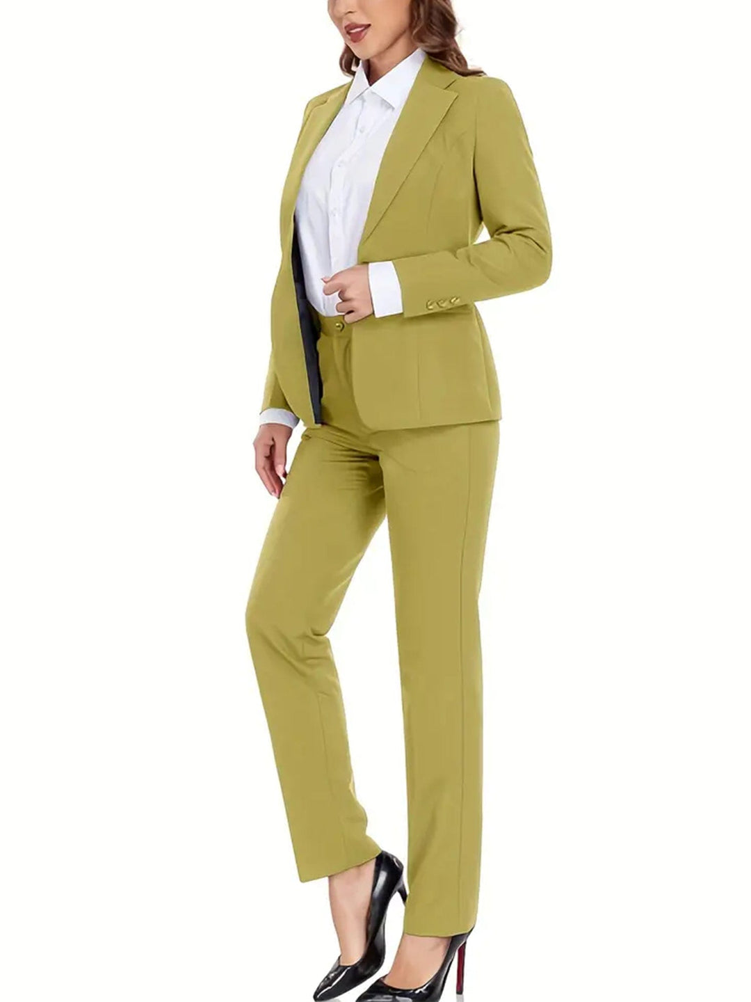 solovedress Gold Women Suit 2 Piece Single Buttons Notch Lapel Jacket (Blazer+Pants)