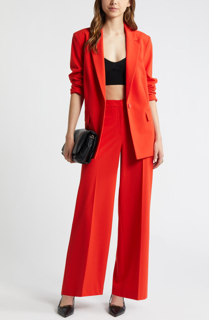 solovedress Red 2 Piece Casual Notch Lapel Women Suit (Blazer+Pants)